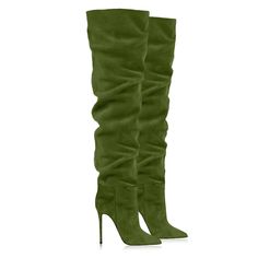 Stiletto Boots, Stylish Boots, Green Suede, Heel Boots, Looks Vintage, Stiletto Heel, Above The Knee, Over The Knee, Made In