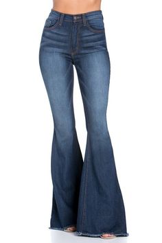 Experience the timeless vintage and retro fashion of our logan bell bottom women's jeans crafted from a blend of luxurious 52% rayon, 26% cotton, 21% polyester and 1% spandex. perfect for any wardrobe, these stylish dark denim jeans are a must-have for any style-conscious woman. Luxury Dark Wash Stretch Bottoms, Luxury Denim Flares, Luxury Denim Flare Jeans For Women, Bell Bottom Jeans Stores, Luxury Casual Bottoms In Dark Wash, Bell Bottom Pants Denim, Luxury Washed Flare Jeans, Luxury Washed Cotton Flare Jeans, Luxury Stretch Full-length Jeans