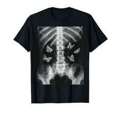 PRICES MAY VARY. Egirl y2k Gothic aesthetic art of the rib cage skeleton X-ray and butterflies in the abdomen. Unique and creepy gift idea for an e-girl, eboy, nervous teen girl, goth, punk, dark dirt, emo, soft goth. 2000s Aesthetic Goth, Emo, Punk, Alternative, Japanese, Vintage 90s, Dark, Edged, Graphic Photo in Grungecore Style of X-ray Skeleton and Butterflies. Perfect for Halloween, punk rock concert, school. Lightweight, Classic fit, Double-needle sleeve and bottom hem Skeleton Xray, Aesthetic Hombre, Edgy Grunge, Butterfly T Shirt, Skeleton Print, Mens Cotton T Shirts, Halloween T Shirt, X Ray, Outdoor Outfit