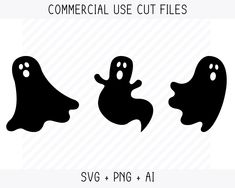 three halloween ghost cut files for svg and png