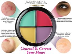 Aesthetica Color Correcting Cream Concealer Palette - Perfect for Concealing Blemishes / Discoloration, Imperfections and Under eye Circles - Paraben & Talc Free Makeup Knowledge, Bumps Under Eyes, Color Correction Makeup, Makeup Classes, Color Correcting Cream, Color Correcting Concealer, Correcting Concealer, Concealer Palette, Color Correcting