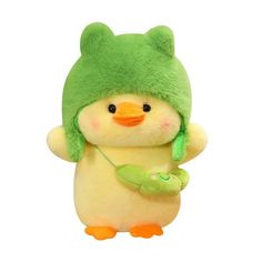 a small stuffed animal with a green hat