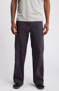 Roomy and versatile, these cargo pants made of soft cotton twill feature a baggy fit and a touch of stretch to keep you moving or relaxing in comfort. 31" inseam; 20" leg opening; 11 1/2" front rise; 15 1/2" back rise (size 32) Zip fly with button closure Front slant pockets; back flap pockets; cargo flap-patch pockets 97% cotton, 3% elastane Machine wash, tumble dry Imported Not available for sale and shipment to Germany Straight Leg Cotton Cargo Pants With Pockets, Cotton Tapered Leg Cargo Pants With Multiple Pockets, Cotton Cargo Pants With Multiple Pockets And Tapered Leg, Cotton Cargo Pants With Tapered Leg And Cargo Pockets, Urban Straight Leg Cotton Cargo Pants, Cotton Cargo Jeans With Patch Pockets, Cotton Cargo Pants With Tapered Leg And Side Pockets, Casual Cotton Cargo Pants With Hip Pockets, Full-length Cotton Cargo Pants With Hip Pockets