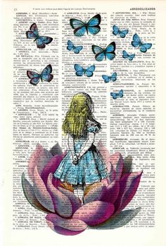 Alice in wonderland | PRRINT | etsy.com Image Girly, 동화 삽화, Wallpaper Disney, Charcoal Drawings, Vintage Dictionary, Art Disney, Art Et Illustration, Adventures In Wonderland, Art And Illustration