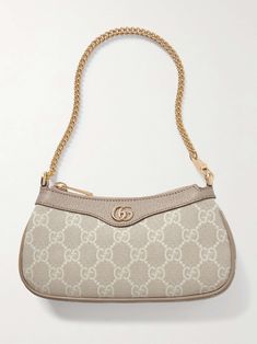 Shop GUCCI Ophidia leather-trimmed canvas-jacquard shoulder bag, Explore the latest GUCCI women's collection today on NET A PORTER Luxury Bags For Women, Gucci Ophidia Small Shoulder Bag, Luxury Bags Chanel, Cute Shoulder Bags Purses, Designer Hand Bags, Cute Handbags Designer, Designer Bags 2024, Hand Bags Aesthetic, Designer Bag Aesthetic