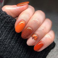 Halloween Acrylic Nails, Autumn Nail, Cute Halloween Nails, Fall Gel Nails, Pumpkin Nails, October Nails, Cute Nails For Fall, Pedicure Designs, Pumpkin Autumn