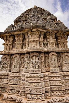 an intricately carved stone structure in india