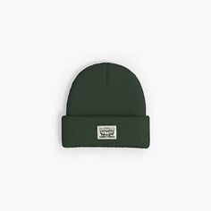 Backpatch Beanie - Green | Levi's® US Cozy Cotton Beanie For Fall, Cozy Cotton Beanie For Everyday Wear, Cozy Cotton Beanie For Everyday, Cozy Cotton Hats, Cozy Everyday Cotton Hats, Casual Fall Beanie Cap, Casual Cold Weather Hats With Fleece Lining, Soft Knit Cotton Hat For Fall, Casual Green Beanie For Fall