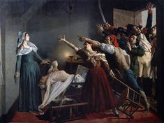 an image of a painting with people in the background and one woman laying on her bed