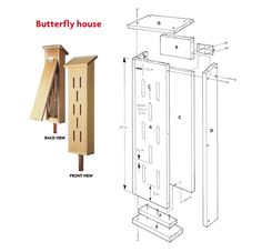 the butterfly house is shown with measurements for it's door and side openings