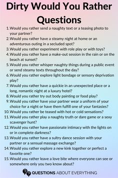 dirty would you rather questions Would You Rather Questions For Adults Dirty Jokes, Would You Rather Spicy Questions, Would You Rather Couple Questions, Would U Rather Questions Dirty, Would You Rather Questions Dirty, Dirty Questions To Ask Your Girlfriend, Would You Rather Questions Juicy, Juicy Would You Rather Questions, Dirty Questions To Ask A Guy