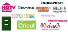 many different types of logos on a white background with the words, home talk, hobbyy guide, and cricut make creativity happen