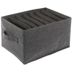 a large gray storage box with six compartments