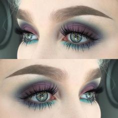 Purple and green eyes #bestmakeupforwedding Makeup Look For Green Eyes, Purple Makeup Looks, Mekap Mata, Makeup Looks For Green Eyes, Purple Eye Makeup, Smink Inspiration, Purple Makeup, Eye Makeup Brushes