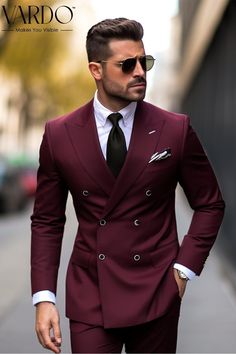 >>ORIGINAL ARTWORK AND CONTENT, PLEASE DO NOT COPY<< Men Suits, Suits For Man, Elegant Men's Burgundy Double Breasted Suit - Classic Elegance and Modern Comfort, Formal Wear, Formal Attire, Formal piece Wedding Suit, Double Breasted, Formal Fashion Slim Fit Suit. Elevate your style with our sophisticated Burgundy Double Breasted Suit for men. This timeless ensemble combines classic design and modern tailoring for a refined and distinguished look. Crafted with meticulous attention to detail, this suit is perfect for weddings, formal events, or any special occasion. 👔 Must-Have Suit Features: ✅ Double-breasted design for a bold and elegant appearance. ✅ Premium quality fabric for comfort and durability. ✅ Impeccable craftsmanship for a perfect fit. ✅ Stylish peak lapels for a touch of luxur Wine Colour 3 Piece Suit For Men, Dark Burgundy Suit Men, Man Suits Style Modern, Graduation Suit Men, Suit Combinations Men, Suite For Men, Wine Suit, Double Breasted Suit Men