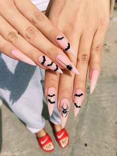 Witchy Nails, Fall Acrylic Nails, Nails Polish, Black Nail