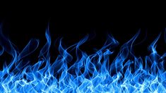 blue fire flames on a black background