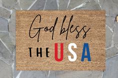 a door mat that says godless the usa