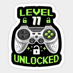 a video game controller sticker with the words level 13 unlocked on it's side