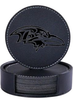 baltimore ravens black leather coaster holder