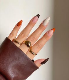 Occasion Nails, Simple Fall Nails, Nagellack Trends, November Nails, October Nails, Pedicure Manicure, Fall Acrylic Nails, Design Nails, Designs Nail