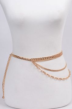 Multi Strand Chain Belt 55" Long Claw Clip Closure ~ Can Be Adjusted To Fit Multiple Sizes 2 Sizes & Styles Of Chain Available In Gold & Silver Cheap Party Waist Chain With Adjustable Chain, Luxury Gold-tone Chain Belt, Gold Double Chain Belt For Party, Party Gold Chain Link Waist Chain, Adjustable Chain Link Waist Chain With Chain Strap, Casual Goth, Side Belt, Gold Chain Design, Chain Belts