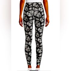 High Rise; Slim Fit Through Hips And Thighs; Skinny Leg Pull-On Styling; Elastic Waistband For Added Comfort Super-Soft Feel; Allover Print 81% Polyester/10% Spandex/9% Recycled Polyester Machine Washable Xxl-20 Xl- 16-18 Lrg-12-14 Black Skull Print Bottoms For Fall, Fitted Skull Print Leggings For Halloween, Black Skull Print Leggings For Halloween, Halloween Stretch Skull Print Leggings, Halloween Skull Print Black Leggings, Fitted Black Leggings With Skull Print, Casual Stretch Leggings With Skull Print, Casual Skull Print Leggings, Casual Skull Print Stretch Leggings