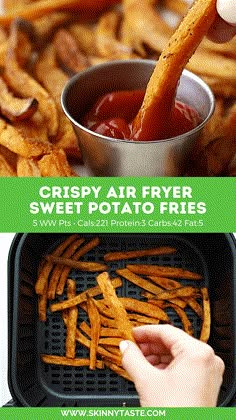 crispy air fryer sweet potato fries with ketchup