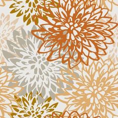 an orange and gray flower pattern on white background