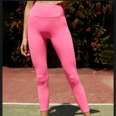 Nwt Free People Movement Good Karma Leggings. Size Xs/Small. Color Is Tropical Pink. Pink Snug Fit Athleisure Bottoms, Pink Snug Fit Sporty Bottoms, Pink Fitted Sporty Bottoms, Sporty Snug Fit Pink Bottoms, Sporty Pink Snug Fit Bottoms, Spring Gym Pants Solid Color, Full Length Sports Bottoms For Spring, Pink Compression Bottoms For Summer, Summer Stretch Full-length Activewear