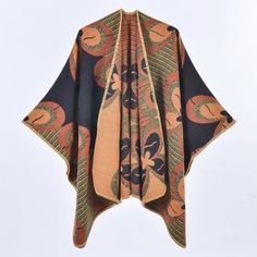 Style: Casual Fit: Loose Fabric: Jersey Pattern: Floral Element: Jacquard Top Length: Long Sleeve Type: Others Sleeve Length: Long Sleeve Closure Type: Others Main Composition: Polyester Season: Fall/Winter Poncho Women, Luxury Scarf, Warm Shawl, Dropshipping Products, Jacquard Top, Outer Wear, Poncho Style, Fashion Pattern, Cashmere Scarf