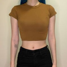 Brand New, Never Worn Before. Really Comfortable Material That Hugs Your Skin And Isn't See Through. Measurements (Taken Lying Flat): Bust: 13.5 Inches Waist: 11 Inches Length: 14 Inches Tags: Minimal Minimalist Fall Autumn Swampcore Goblincore Petite Dark Academia Fitted 90s Style Crop Top T-shirt, Stretch Cropped Tops Y2k Style, Y2k Style Solid Stretch Tops, Trendy Crop Top In Solid Color, Solid Color Trendy Crop Top, Fitted Cropped T-shirt For Streetwear, Brown Y2k Tops For Summer, Brown Y2k Style Summer Tops, Y2k Style Short Sleeve Top