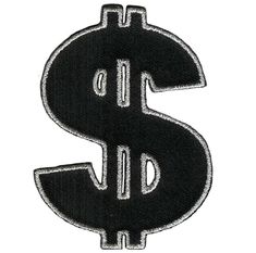 a black and white dollar sign embroidered on a white shirt or t - shirt,