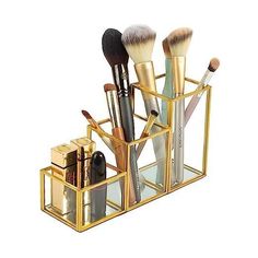 30 Days Return Policy Fast Delivery Trusted seller Glass Makeup Brush Holder with 3 Graduated Compartments Gold Makeup Organizer Stylish Storage Solution for Bathroom, Kitchen, and Vanity (8.3" x 2.8" x 4.7") Product Description ?【Stylish and Elegant】: Showcase a touch of elegance with our Gold Makeup Organizer. It offers a unique 3-graduated-compartment layout, presenting a vintage appeal that seamlessly complements any décor. A chic addition to your vanity and bathroom. ?【Versatile Storage Solution】: Not just for cosmetics, this Gold Makeup Brush Holder is perfect for holding a variety of items, from beauty accessories like tweezers and sponges, to office stationery. Its elegant design enhances the aesthetics of any space it occupies. ?【Organize Your Cosmetics】: Streamline your beauty ro Gold Makeup Organizer, Glass Makeup, Room Vibes, Compartment Organizer, Makeup Brush Holder, Cosmetic Display, Make Up Organiser, Gold Makeup, Stick Foundation