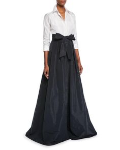 Elegante Y Chic, Long Sleeve Gown, Designer Gowns, Shirtdress, Black Skirt, Mother Of The Bride Dresses