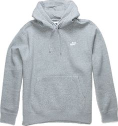 Nike Sportswear Club Fleece Pullover Hoodie. A Closet Staple, The Nike Sportswear Club Fleece Pullover Hoodie Combines Classic Style With The Soft Comfort Of Fleece. Standard Fit Has A Relaxed, Easy Feel. Brushed-Back Fleece Is Soft And Smooth Against The Skin. Hood With A Drawstring Offers Adjustable Coverage. Standard Fit For A Relaxed, Easy Feel. Ribbed Hem And Cuffs. Kangaroo Pocket. Fabric: Body: 80-82% Cotton/18-20% Polyester. Hood Lining: 100% Cotton. Machine Wash. Imported. Gray Fleece Sweatshirt For Sports, Nike Sweats For Winter Sports, Nike Sweats For Sports In Winter, Gray Sports Hoodie With Drawstring Hood, Sports Hoodie In Heather Grey With Ribbed Cuffs, Winter Athletic Heather Sweatshirt With Moisture-wicking, Winter Moisture-wicking Sweatshirt In Athletic Heather, Nike Athletic Heather Hoodie Sweatshirt, Winter Moisture-wicking Athletic Heather Sweatshirt