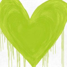 a green heart with dripping paint on it