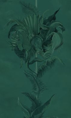 Vida Wallpaper in Emerald Drawings Of Feathers, Feather Drawing, Rough Linen, Green Pencil, Dark Green Background, Print Collateral, Print Wallpaper, Vinyl Wallpaper, Green Wallpaper