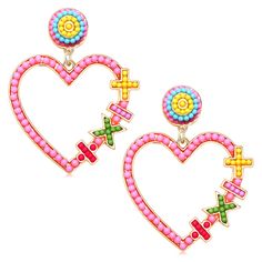 PRICES MAY VARY. Add some spunk to your outfit with these gorgeous beaded earrings!features beaded heart shaped with a minus, plus, division and a multiplication sign detailed to create a statement dangle teacher earrings,These are so fun and are the perfect size! How about some cute teacher earrings even your students will love?these heart math earrings to all the wonderful teachers and educators out there – know that we truly appreciate the work that you do!We hope these beaded heart teacher e Valentine's Day Beaded Earrings For Pierced Ears, Valentine's Day Beaded Dangle Earrings, Heart-shaped Colorful Beads Summer Jewelry, Valentine's Day Beaded Dangle Heart Earrings, Valentine's Day Heart Dangle Earrings With Beads, Valentine's Day Heart Beaded Dangle Earrings, Heart-shaped Colorful Beaded Summer Jewelry, Summer Heart-shaped Jewelry With Colorful Beads, Summer Heart-shaped Colorful Beaded Jewelry