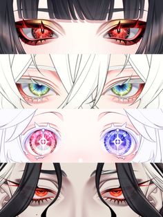 two anime characters with different colored eyes