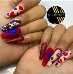 Jessica Rabbit Nails, Roger Rabbit And Jessica, Rabbit Nails, Scarecrow Nails, Nail Salon Business, Mickey Nails, Future Nails, Nails Creative