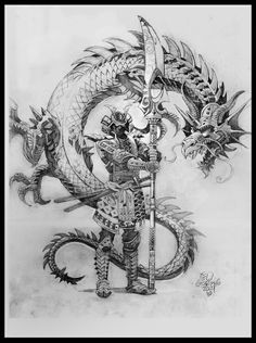 Jonny- I chose this because it represents Japanese culture towards martial arts. Samurai And Dragon Tattoo, Samurai And Dragon, Samurai Dragon, Japanese Warrior Tattoo, Samurai Drawing, Samurai Warrior Tattoo, Guerriero Samurai, Samurai Tattoo Design, Dengeki Daisy