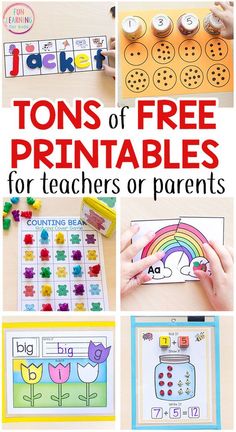 tons of free printables for teachers or parents