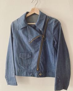 Dated Vintage on Instagram: “1960s Indigo Denim bomber jacket with a killer zipper. #1970sdenim #1970svintage #indigo #jeanjacket #1970jeans #denimbomber…” Denim Button Up, Jean Jacket, Button Up Shirts, 1960s, Denim Jacket, Bomber Jacket, Zipper