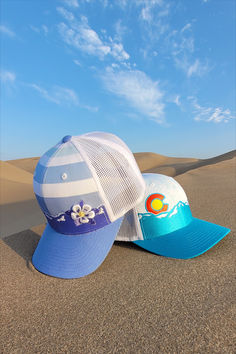 Colorado Trucker Hat with Columbine and Mountains Colorado Hat, Colorado Flag, Flag Hat, Stripes Design, Wellness Design, Trucker Hat, Screen Printing, Colorado, Casual Outfits