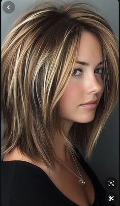 Choppy Lob Fine Hair, Long Lob Hairstyle, Inverted Long Bob With Layers, Hair Styles For Full Face Women, Mid Length Choppy Layers, A Line Haircut With Bangs, Face Framed Layers, Graduated Bob Haircuts Medium, Stacked Angled Bob Hairstyles