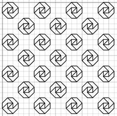 a graph paper with black and white geometric shapes on the gridded sheet, which is drawn