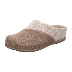 Rohde Slippers for Women, Beige Rohde Slippers for Women Stay cozy and stylish with these Rohde Slippers for women. Perfect for the autumn/winter season, these beige slippers feature a comfortable wedge heel of 3 cm for all-day wear. The normal width (G) and warm lining make them ideal for chilly days. Crafted from felt with a leather insole and a durable PU sole, these slippers are both fashionable and practical.  Product Details:  Color: Beige  Heel Height: 3 cm  Heel Type: Wedge  Shoe Width: Normal (G)  Removable Insole: No  Sole Color: Brown  Closure: Slip-on  Season: Autumn/Winter  Material:  Upper: Felt  Inner Material: Felt  Insole: Leather  Sole: Polyurethane (PU)    Care Instructions: Remove dust and dirt with a soft shoe brush or a lint-free, slightly damp cloth. Beige Slippers, Felt House, Comfortable Wedges, Beige Heels, Shoe Brushes, Slippers For Women, Soft Shoes, House Slippers, Winter Season