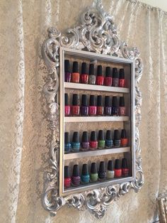 Châssis Rack de vernis à ongles par RustyElegance sur Etsy Nail Polish Rack, Nail Polish Storage, Nail Salon Design, Nail Room, Spa Decor, Glam Room, Spa Room, Makeup Room, Home Salon