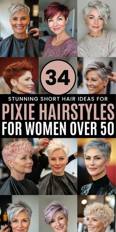 Click for More ➡️ | Save for Later ❤️  Uncover the most stylish pixie hairstyles for women over 50! Whether you’re aiming for a bold, chic, or timeless look, this collection of 34 pixie cuts will inspire you to refresh your style. From textured layers to sleek, modern designs, these haircuts are perfect for enhancing fine, thick, curly, or gray hair. Embrace a new you with a pixie cut that radiates confidence and elegance.  #PixieCut #HairstylesForWomenOver50 #ShortHairIdeas #ShortHairstyles #WomenOver50 #Haircuts2024 #GrayHair #HairTrends #BeautyOver50 #HairInspiration #Hairstyles #HairTransformation Short Pixie Hairstyles, Layered Pixie Haircuts, Very Short Pixie Cuts, Gray Hair Pixie Cuts, Thanksgiving Hair, Short Sassy Haircuts, Sassy Haircuts, Hairstyles For Women Over 50, Pixie Haircut For Thick Hair